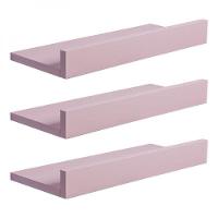Kit 3 Prateleiras Porta Quadros 40 X 15cm Rosa Claro - 3