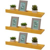 Kit 3 Prateleiras Porta Quadros 30 x 10cm Amarela - 2