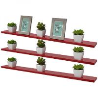 Kit 3 Prateleiras 70 X 15cm Vermelha Suporte Invisível - 1