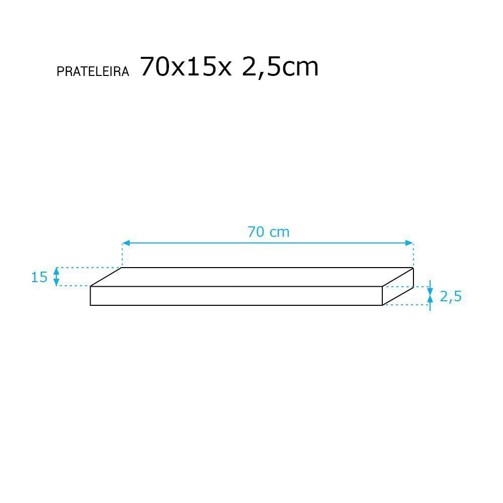 Kit 3 Prateleiras 70 x 15cm Branco Espessura 25mm Invisível - 3