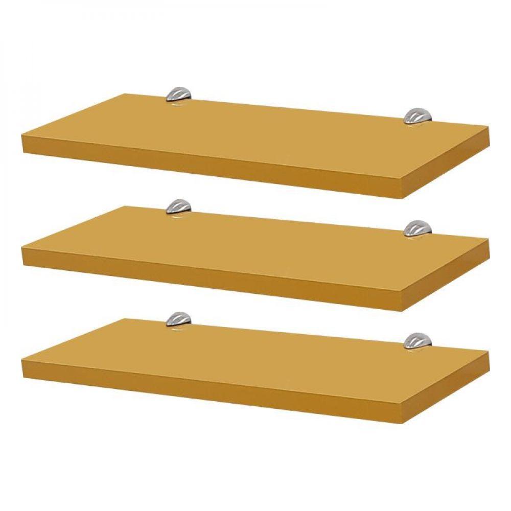 Kit 3 Prateleiras 60 X 15cm Amarela Com Suporte Tucano - 1