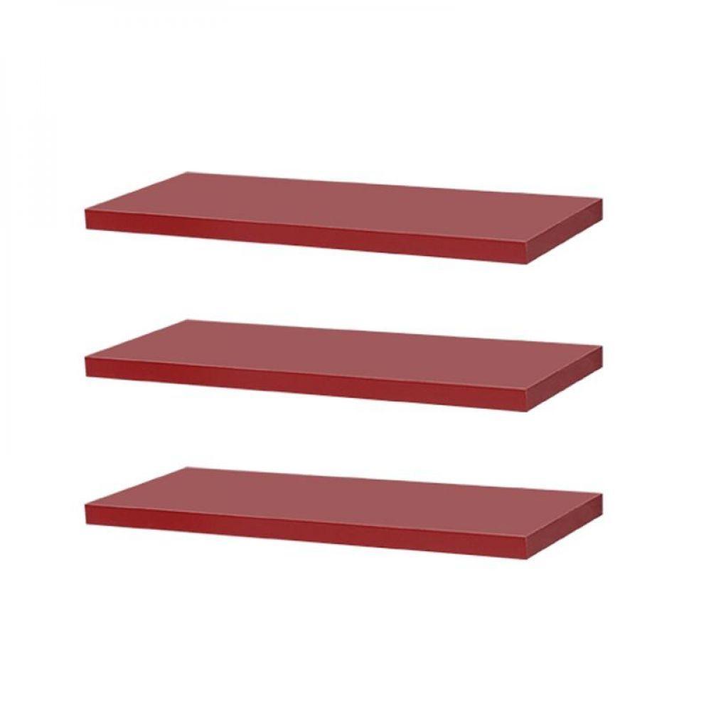 Kit 3 Prateleiras 30 x 15cm Vermelha Suporte Invisível - 1