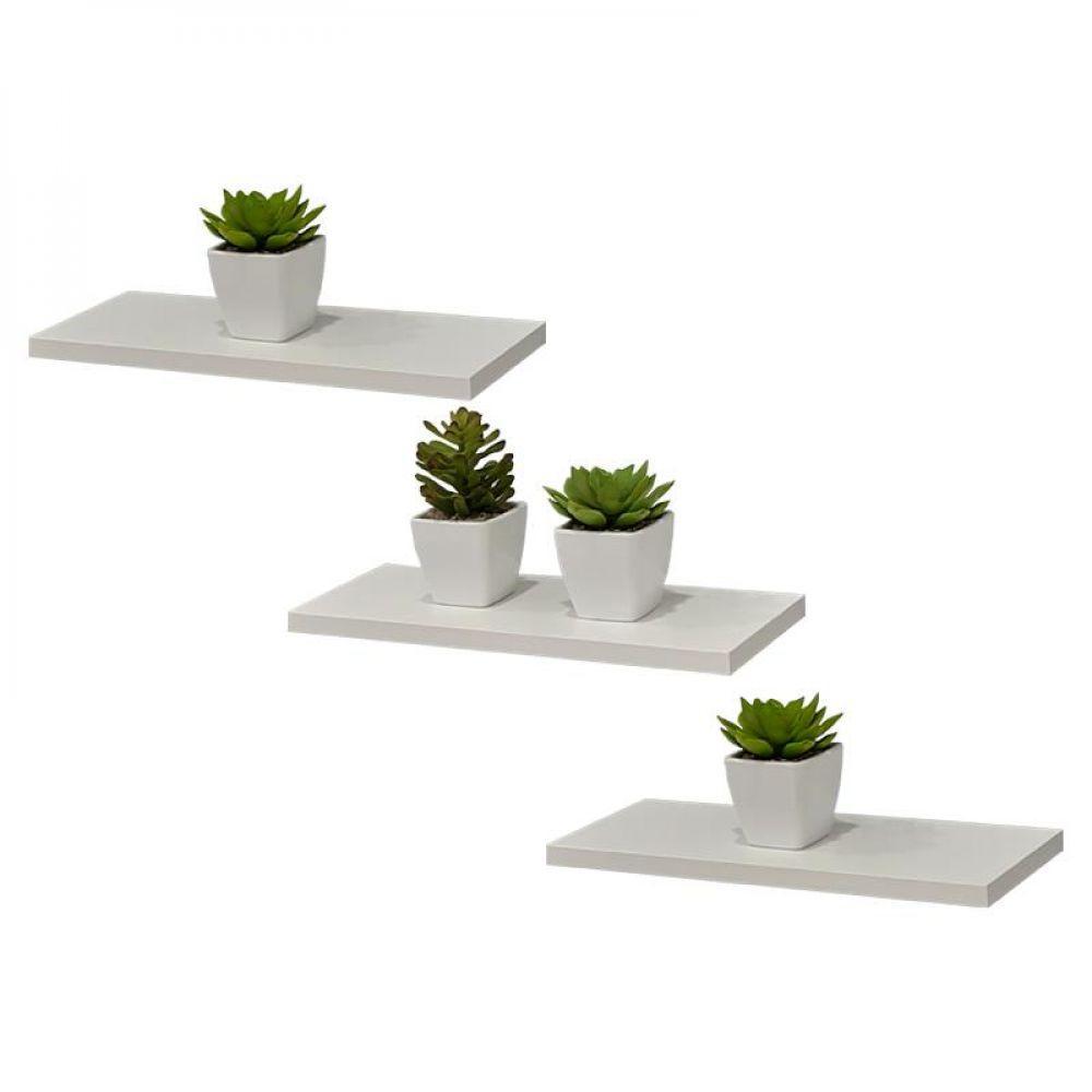 Kit 3 Prateleiras 50 X 20cm Branca Suporte Invisível - 2