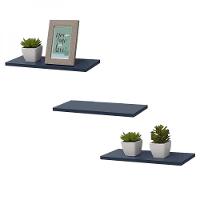 Kit 3 Prateleiras 50 X 10cm Azul Suporte Invisível - 2