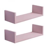 Kit 2 Prateleiras U 50 X 10cm Rosa Claro Suporte Invisível - 2