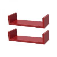Kit 2 Prateleiras U 40 X 20cm Vermelha Suporte Invisível - 1