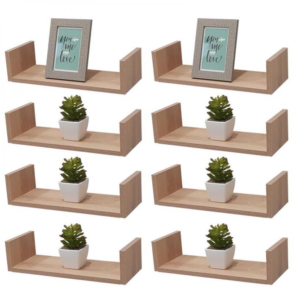 Kit 8 Prateleiras U 40 X 15cm Carvalho Suporte Invisível - 3