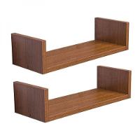 Kit 2 Prateleiras U 40 X 10cm Freijó Suporte Invisível - 2