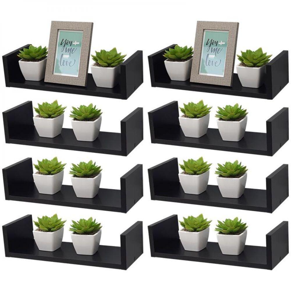 Kit 8 Prateleiras U 40 x 10cm Preta Suporte Invisível - 3