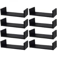 Kit 8 Prateleiras U 40 x 10cm Preta Suporte Invisível - 1