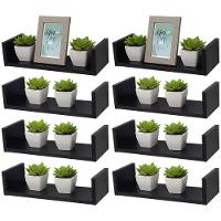 Kit 8 Prateleiras U 40 x 10cm Preta Suporte Invisível - 3