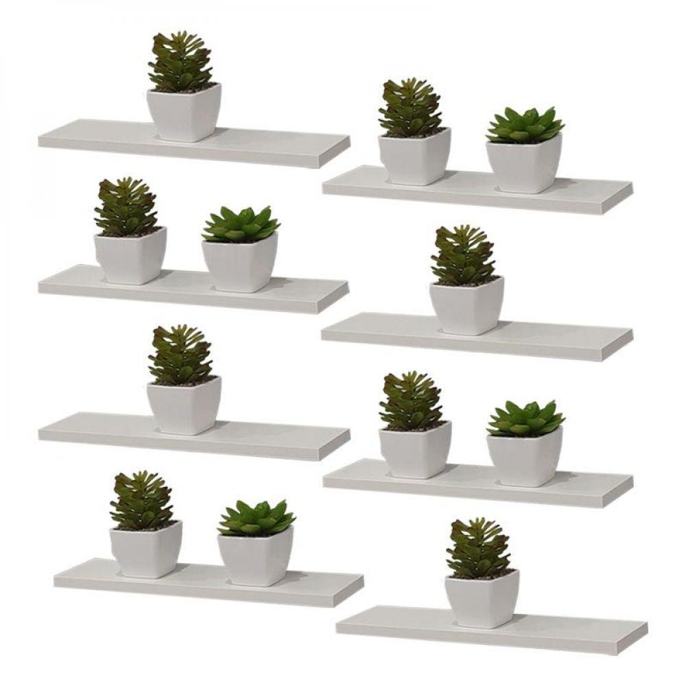 Kit 8 Prateleiras 40 x 10cm Branca Suporte Invisível - 2