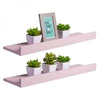 Kit 2 Prateleiras Porta Quadros 60 X 10cm Rosa Claro Suporte Invisível - 1