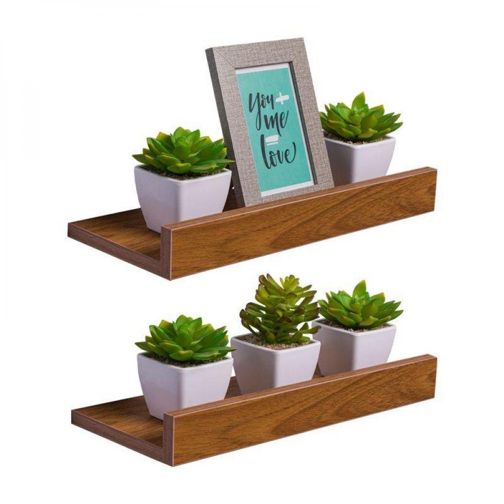 Kit 2 Prateleiras Porta Quadros 50 X 15cm Freijó - 1