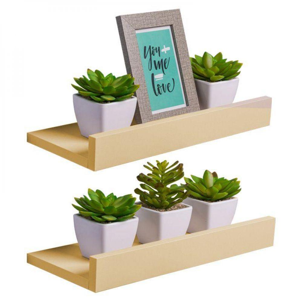 Kit 2 Prateleiras Porta Quadros 30 X 10cm Bege Claro - 1