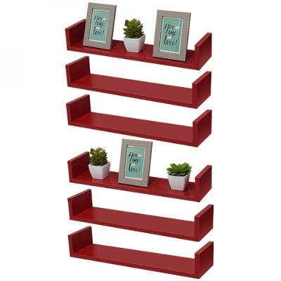 Kit 6 Prateleiras U 50 X 25cm Vermelha Suporte Invisível