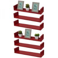 Kit 6 Prateleiras U 50 X 25cm Vermelha Suporte Invisível - 1