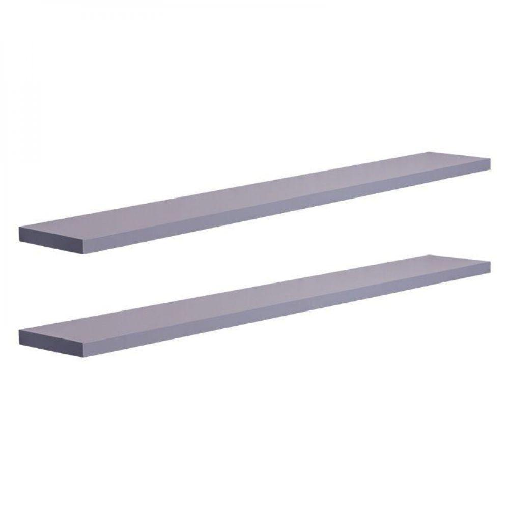 Kit 2 Prateleiras 70 X 10cm Cinza Claro Suporte Invisível - 3