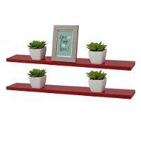 Kit 2 Prateleiras 60 X 15cm Vermelha Suporte Invisível - 2