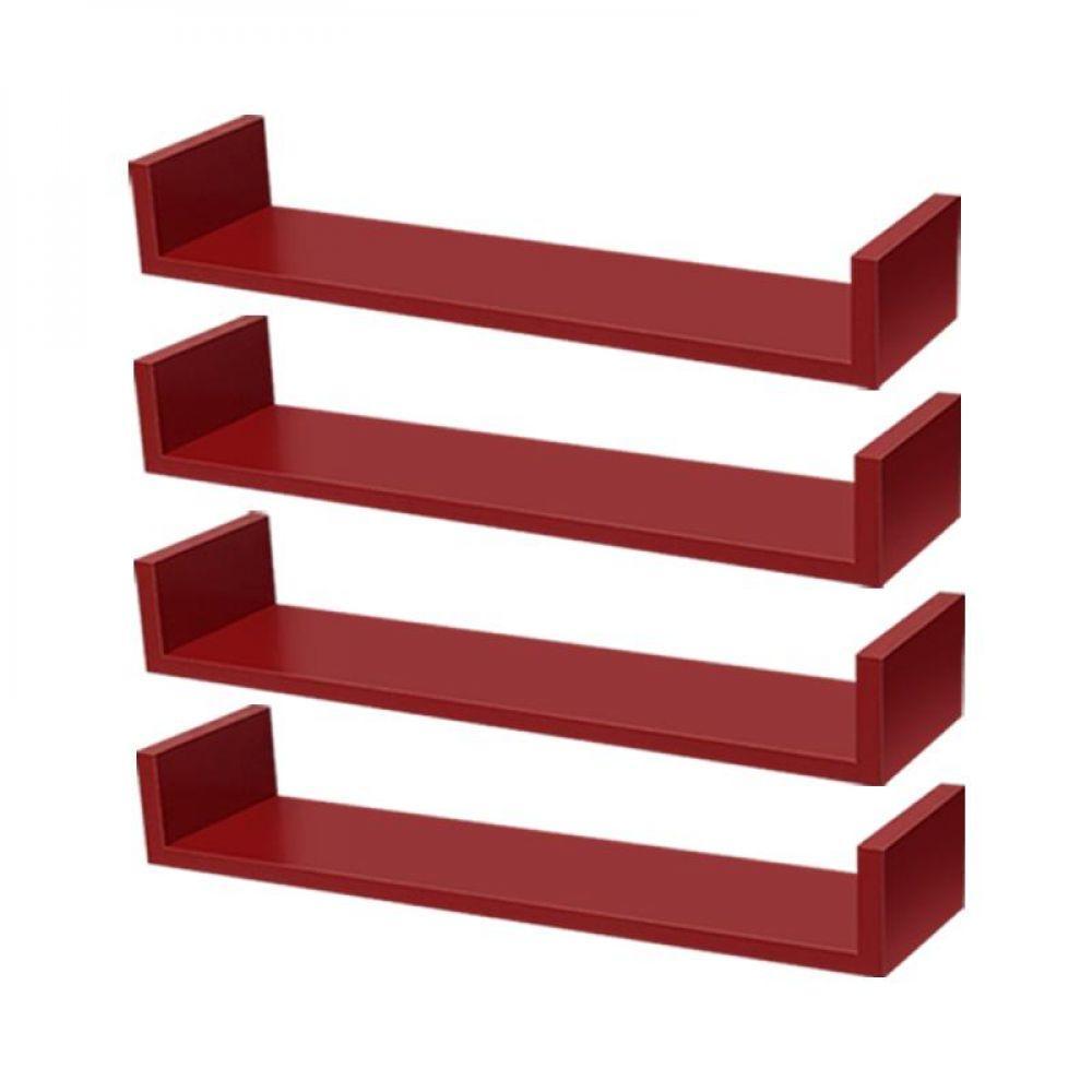 Kit 4 Prateleiras U 60 X 10cm Vermelha Suporte Invisível - 2