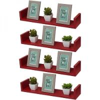 Kit 4 Prateleiras U 60 X 10cm Vermelha Suporte Invisível - 1