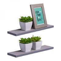 Kit 2 Prateleiras 50 X 15cm Cinza Claro Suporte Invisível - 1