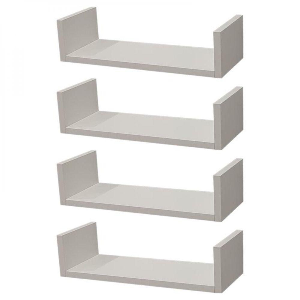 Kit 4 Prateleiras U 50 X 25cm Branca Suporte Invisível - 1