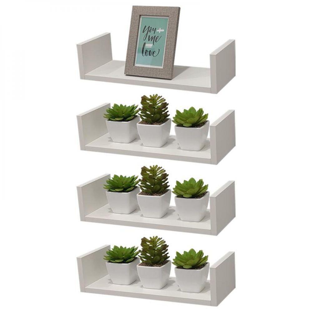 Kit 4 Prateleiras U 50 X 25cm Branca Suporte Invisível - 2