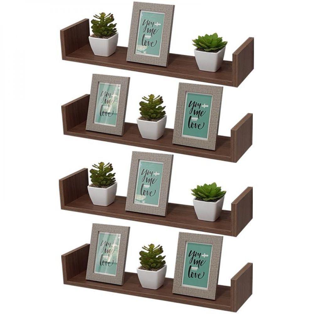 Kit 4 Prateleiras U 50 X 10cm Nogal Suporte Invisível - 3