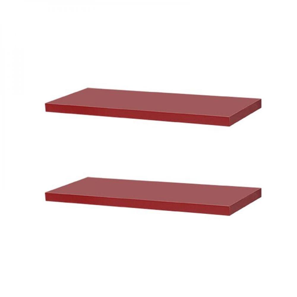 Kit 2 Prateleiras 30 x 15cm Vermelha Suporte Invisível - 1