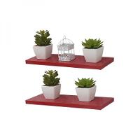 Kit 2 Prateleiras 30 x 15cm Vermelha Suporte Invisível - 2