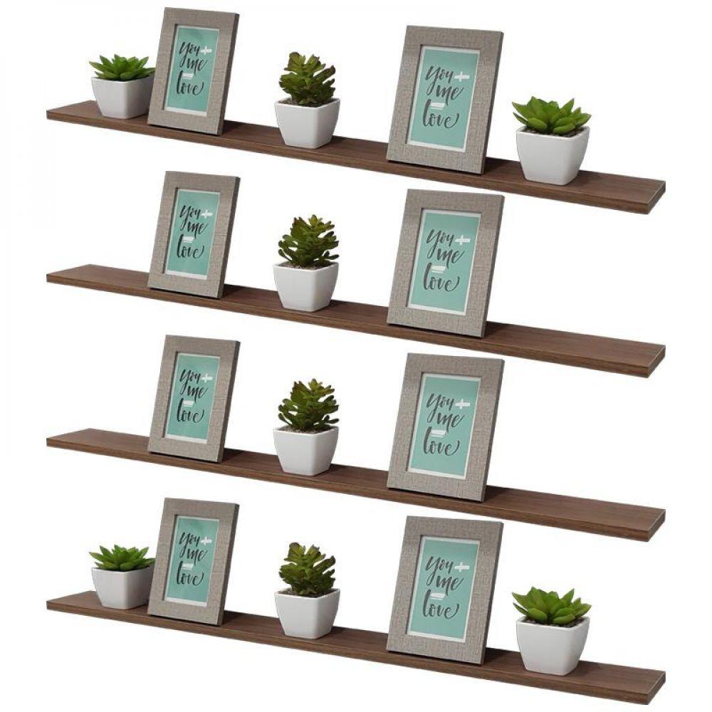 Kit 4 Prateleiras 80 X 20cm Nogal Suporte Invisível - 1