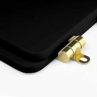 Tampa De Vaso Poliéster Com Fechamento Lento Quadra Preto Para Louça Deca Com Ferragem Dourada - 3