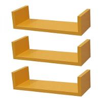 Kit 3 Prateleiras U 50 X 20cm Amarela Suporte Invisível - 1