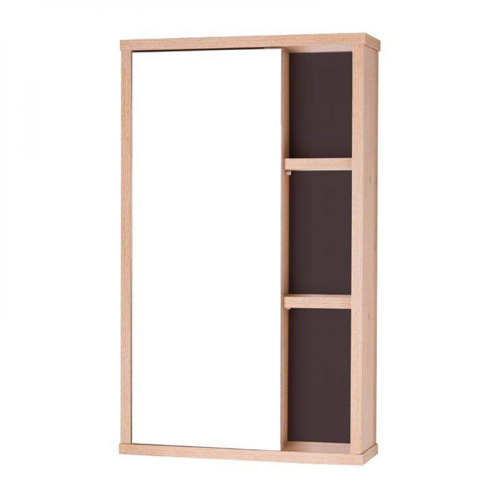 Espelho Para Banheiro Com Armário Milano Carvalho E Grafite - 1