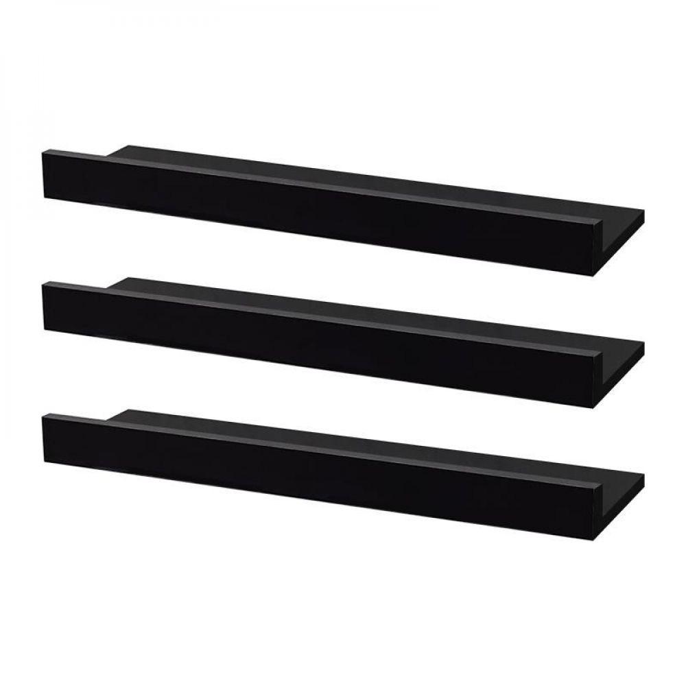 Kit 3 Prateleiras Porta Quadros 100 X 15cm Preta - 1