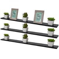 Kit 3 Prateleiras 90 X 10cm Preta Suporte Invisível - 1