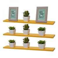 Kit 3 Prateleiras 70 X 15cm Amarela Suporte Invisível - 3