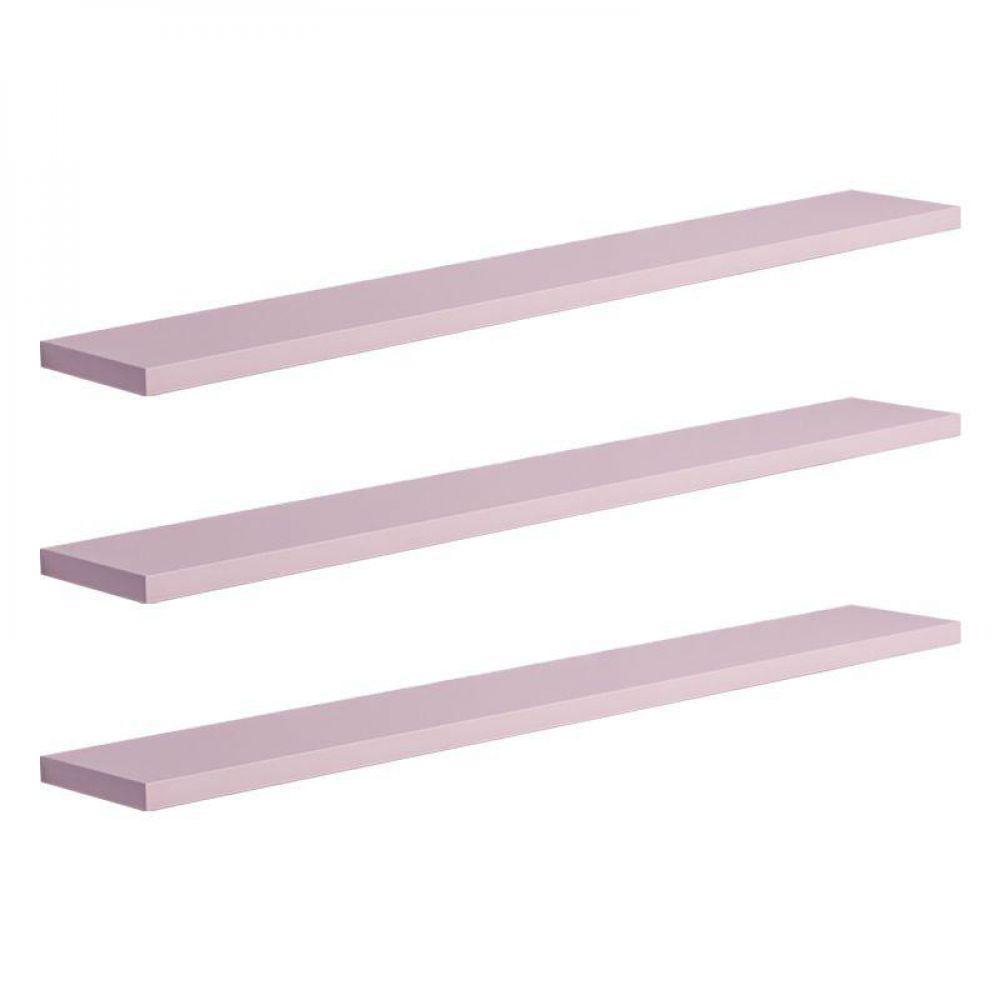 Kit 3 Prateleiras 70 X 20cm Rosa Claro Suporte Invisível - 2