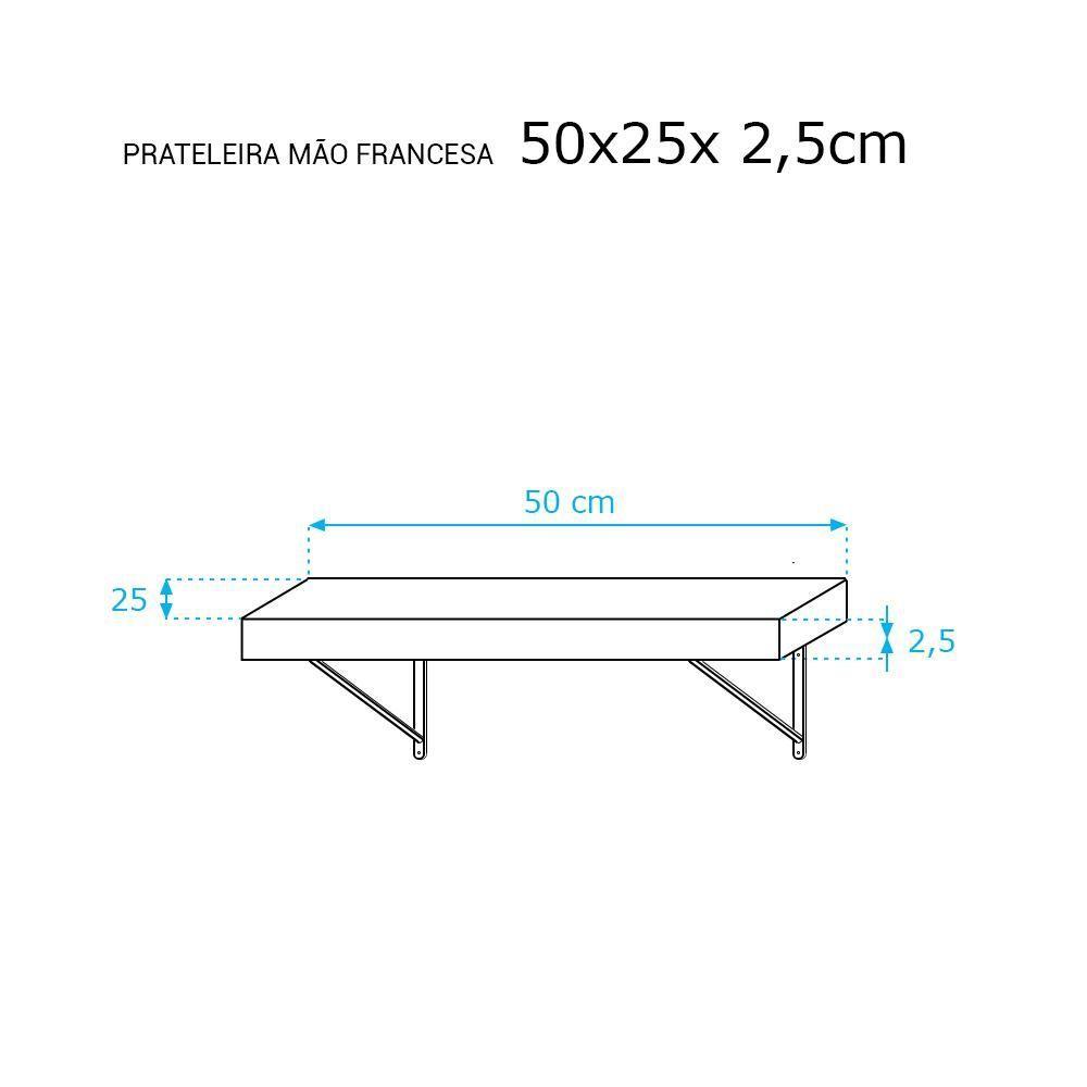Kit 3 Prateleiras 50 x 25cm Branco Espessura 25mm - 4