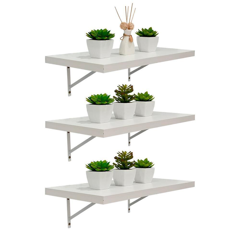 Kit 3 Prateleiras 40 x 20cm Branco Espessura 25mm - 4