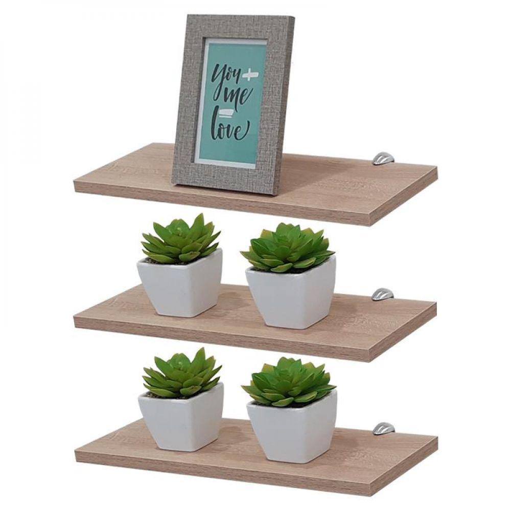 Kit 3 Prateleiras 30 X 15cm Carvalho Com Suporte Tucano - 2