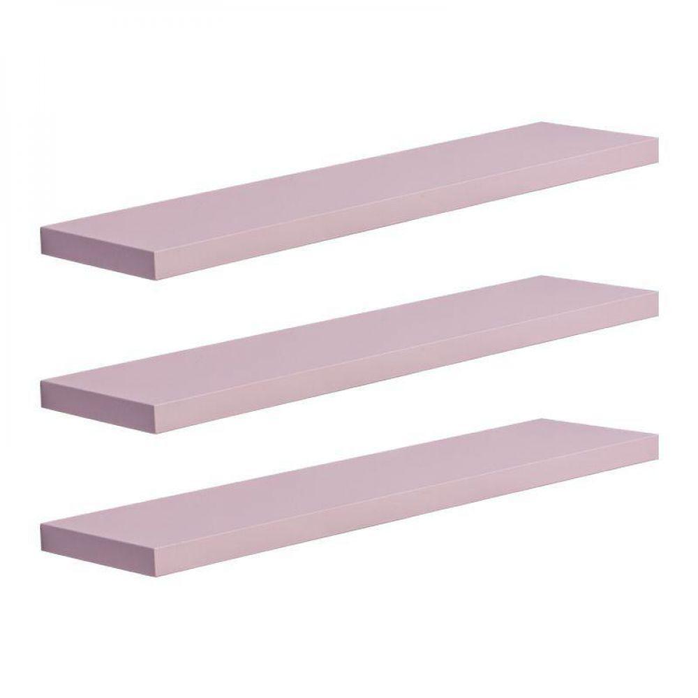 Kit 3 Prateleiras 50 X 15cm Rosa Claro Suporte Invisível - 2
