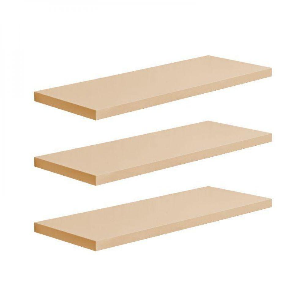 Kit 3 Prateleiras 30 X 10cm Bege Claro Suporte Invisível - 3