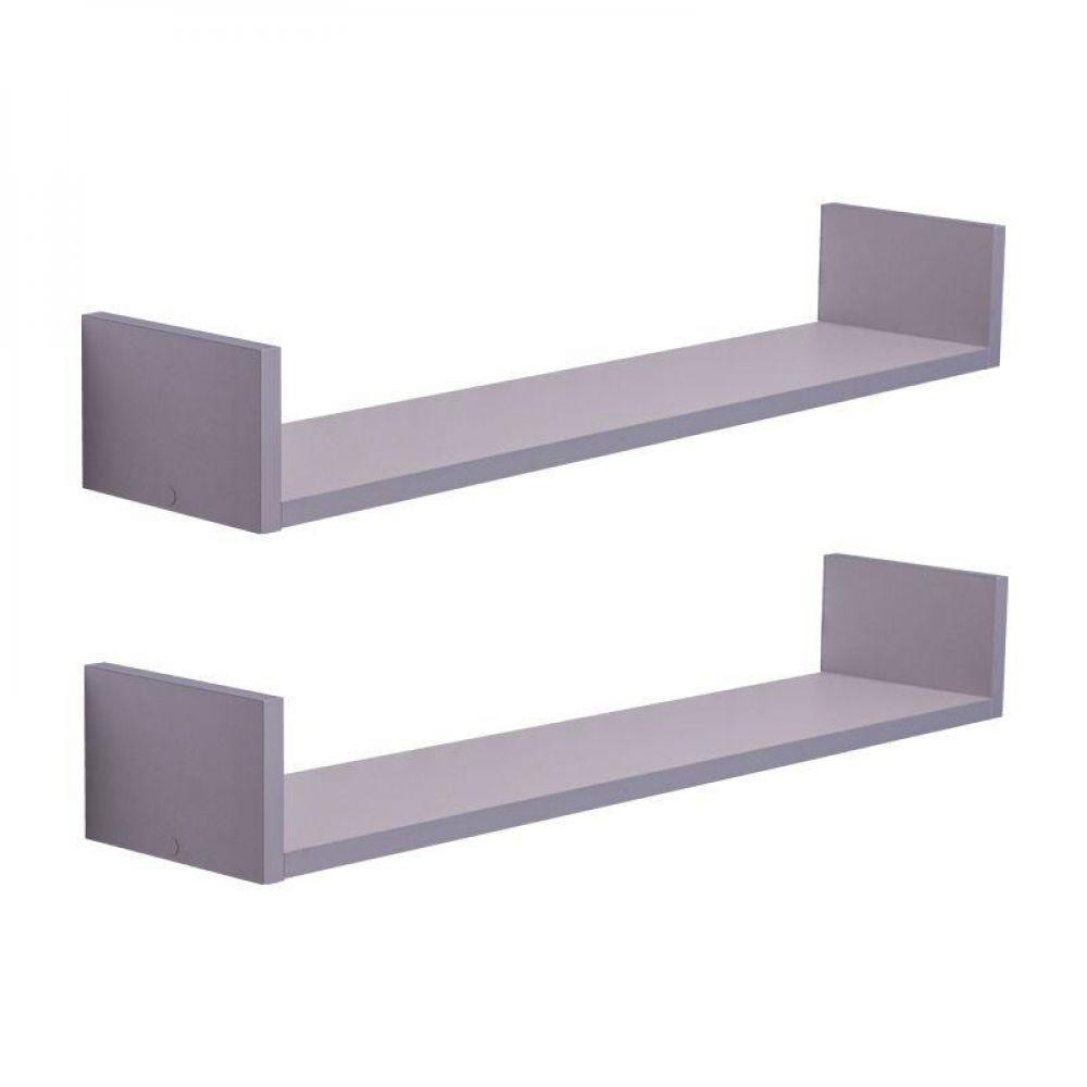 Kit 2 Prateleiras U 60 X 15cm Cinza Claro Suporte Invisível - 5