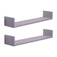 Kit 2 Prateleiras U 60 X 15cm Cinza Claro Suporte Invisível - 5