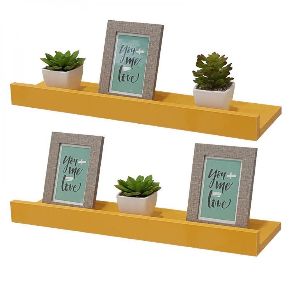 Kit 2 Prateleiras Porta Quadros 70 X 10cm Suporte Invisível - 1