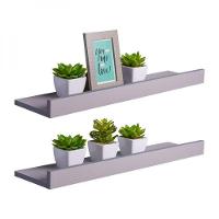 Kit 2 Prateleiras Porta Quadros 100 X 15cm Cinza Claro - 1