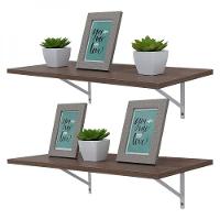 Kit 2 Prateleiras 60 X 30cm Nogal Com Mão Francesa - 2