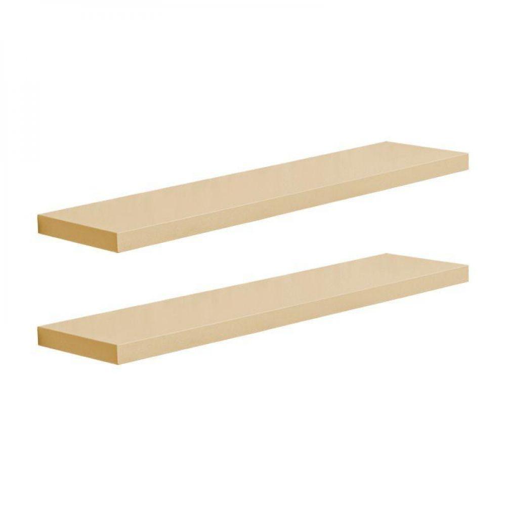 Kit 2 Prateleiras 60 X 10cm Bege Claro Suporte Invisível - 2